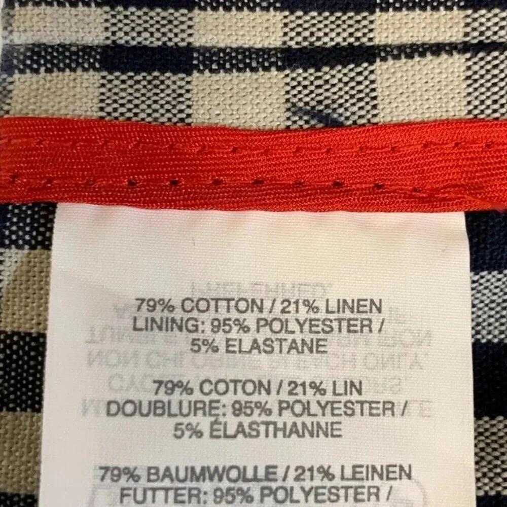 J. Crew Women's Gingham‎ Plaid Linen Blend Motorcycle Jacket Size 00